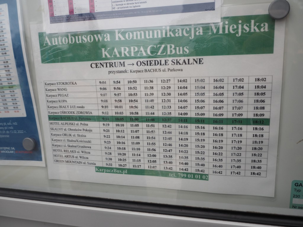 Rozkład jazdy komunikacji miejskiej w Karpaczu