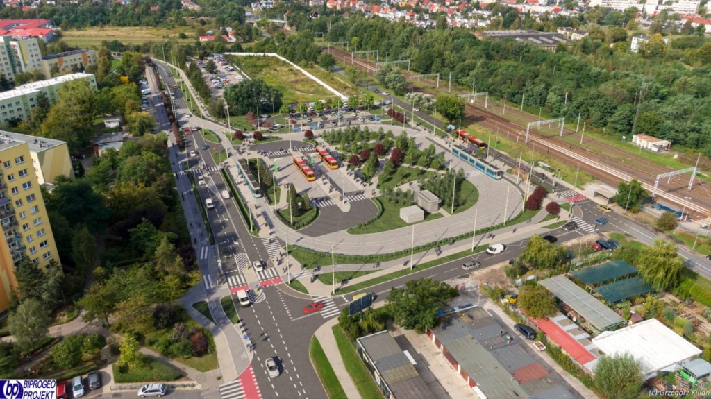 Trasa tramwajowa na Nowy Dwór - pętla, ul. Rogowska - wizualizacja / Wrocławskie Inwestycje